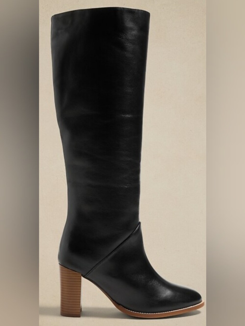 Banana Republic Black Leather Over-the-Knee Block Heel Boots - Picture 2 of 9